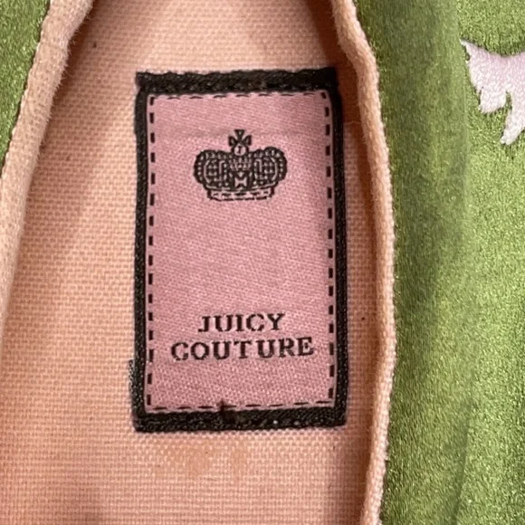 Juicy Couture green satin w/pink trim slip on shoe - Picture 3 of 11